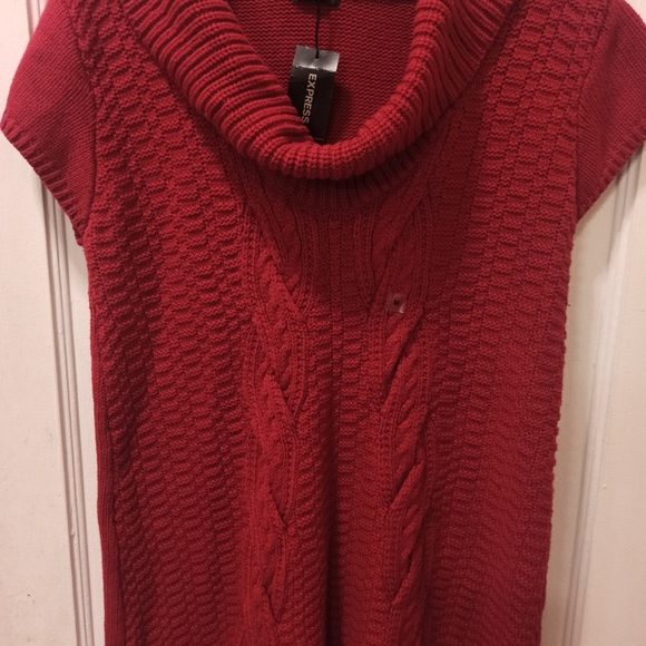 Express Sweater Dress Short Sleeve Cowl Neck Cable Knit Size medium - Picture 2 of 16
